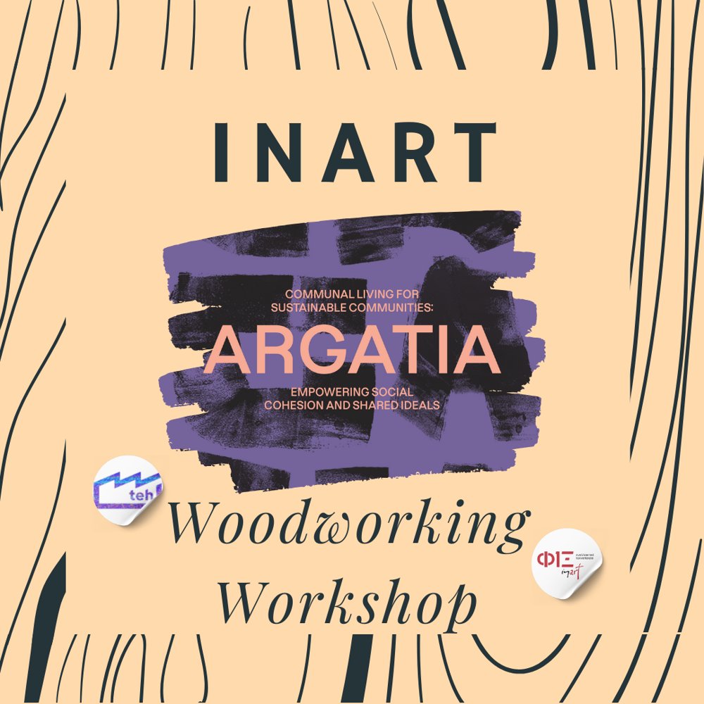 TEH #98 Argatia woodworking workshop card, carrying the Trans Europe Halles and Fix In Art logos